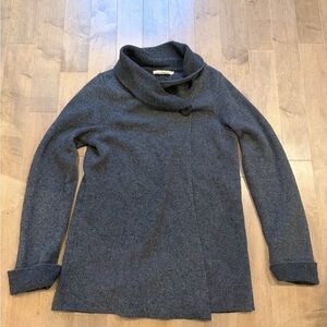 Elegant Charcoal Cowl Neck Wool Cardigan